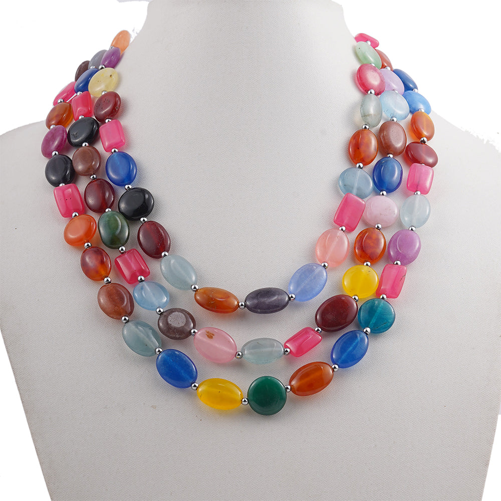 Collar de Aleación Bañado en Oro con Jade 10 
