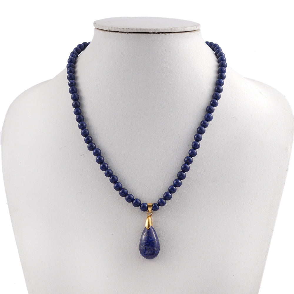 Collar de Aleación Bañado en Oro con Lapislázuli