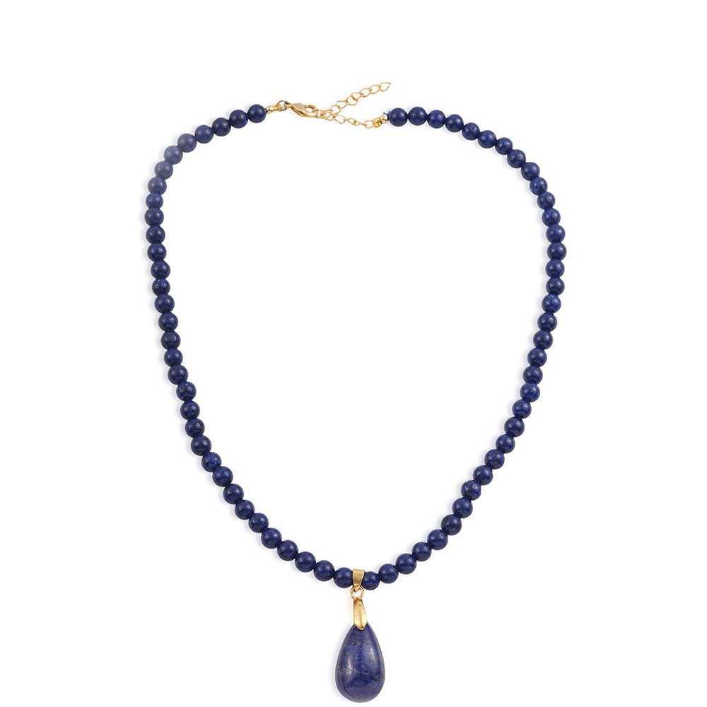 Collar de Aleación Bañado en Oro con Lapislázuli