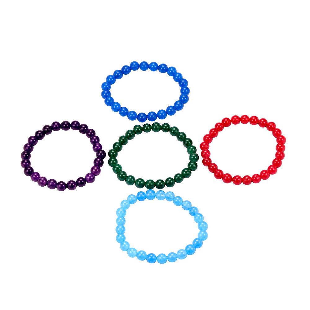 Set of Bracelet with Dyed Amethyst Jade, Green Jade, Light Blue Jade, Dark Blue Jade and Red Jade ATWG: 88.55 cts, AVG: 88.56 grms 4 