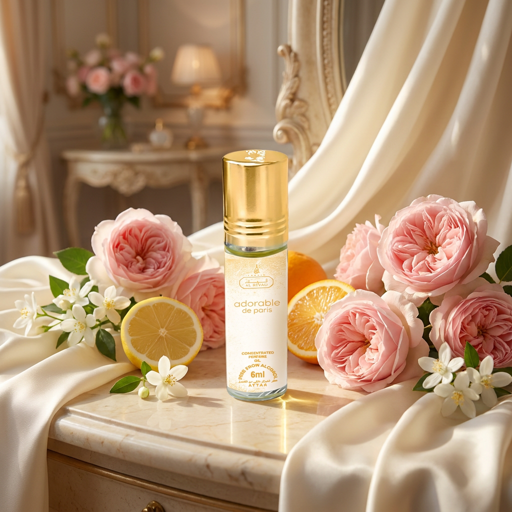 Aceite de perfume en roll-on Adorable de Paris Al Riyad (6 ml) – Fragancia floral-cítrica para mujer