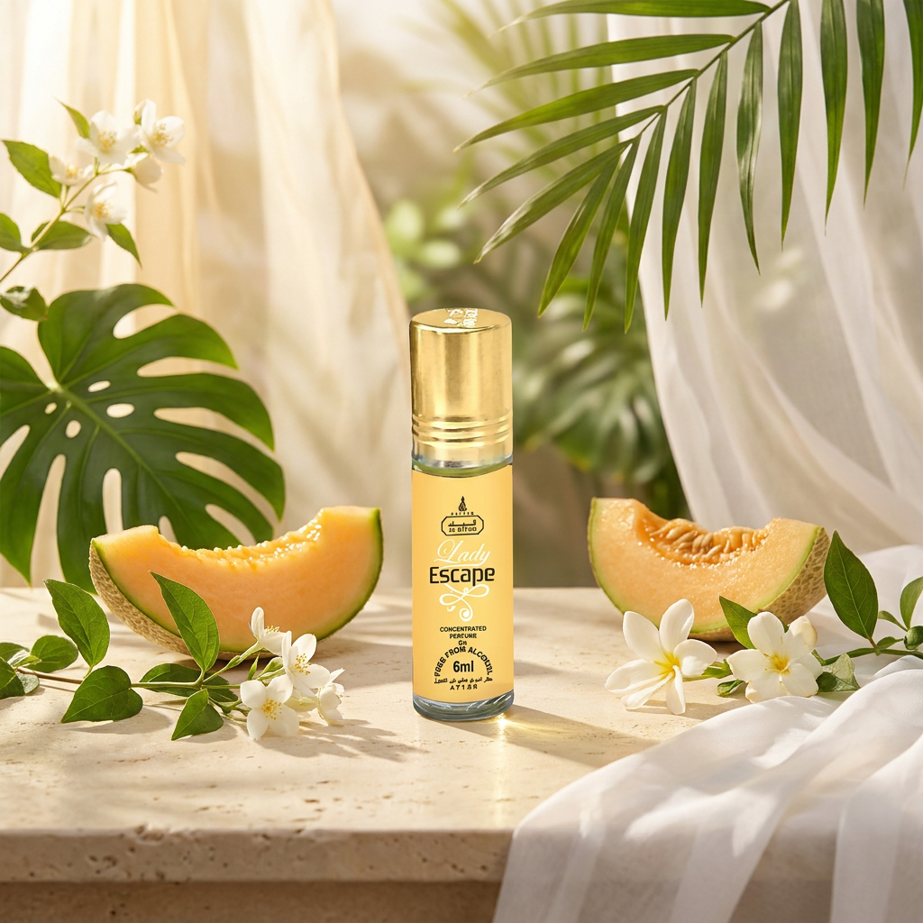 Aceite de perfume en roll-on Lady Escape Al Riyad (6 ml): fragancia floral-frutal para mujer. 2 