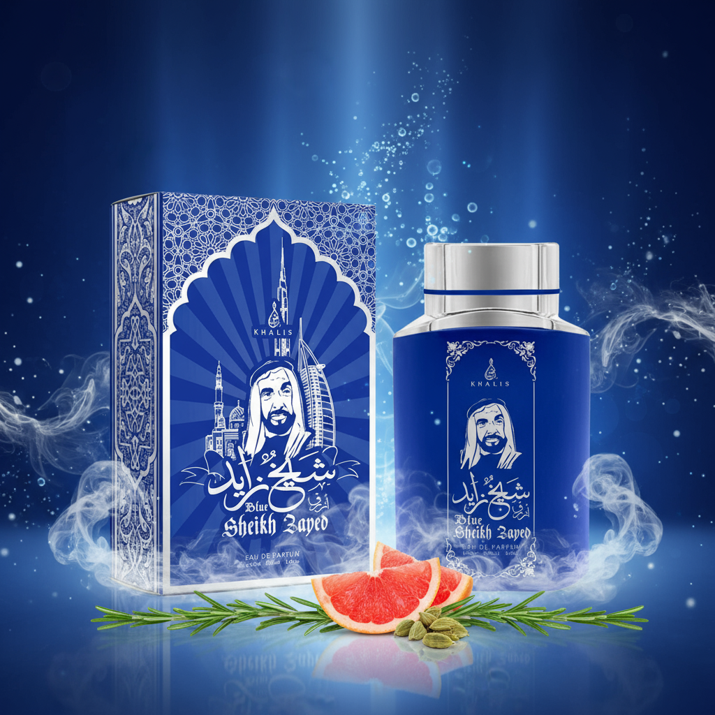 100 ml Eau de Perfume SHEIKH ZAYED BLUE Fragancia Musky Oud para Hombre 3 