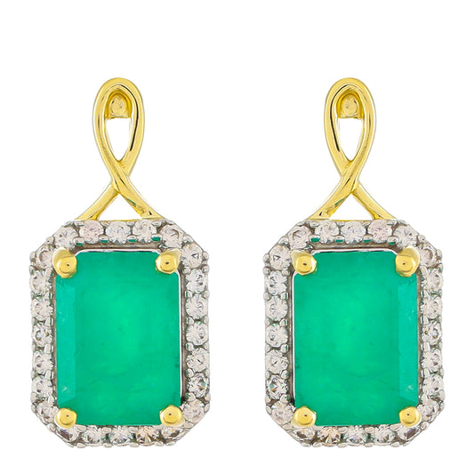 Pendientes de Oro 9K con Esmeralda de Zambia y Zircón natural