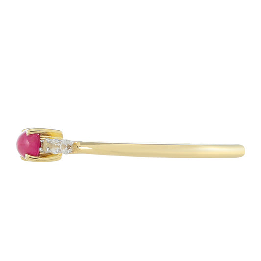 Anillo de Oro 9K con Rubí de Tailandia y Zircón natural