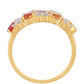 Anillo de Plata Bañada en Oro con Zafiro Arco Iris y Topacio Blanco
