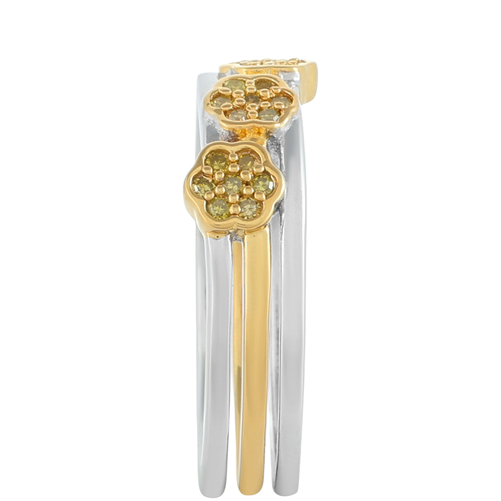 Conjunto de Plata Bañada en Oro con Diamante Verde Veronés ( Anillo ) 2 