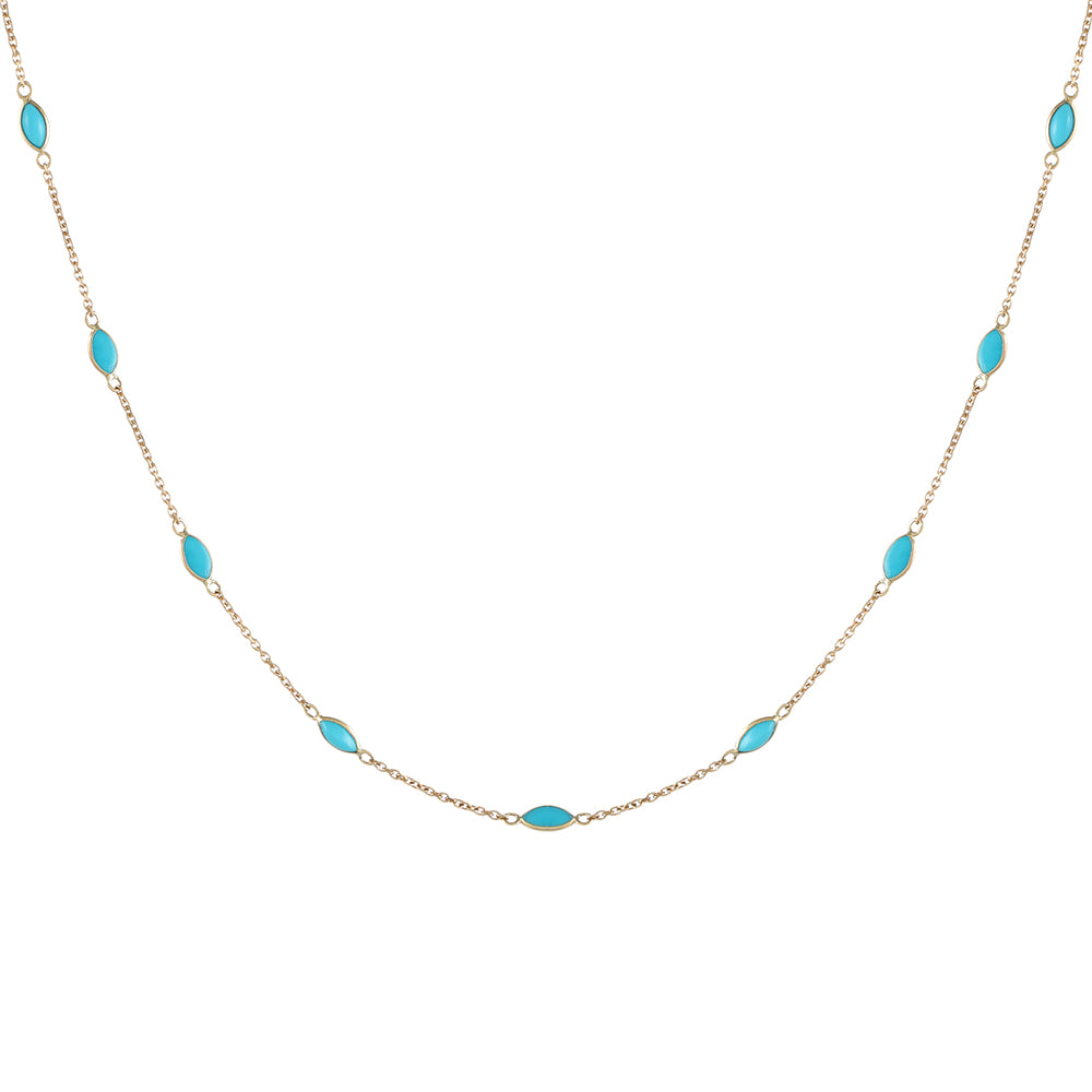 Collar de Oro 9K con Turquesa Bella Durmiente