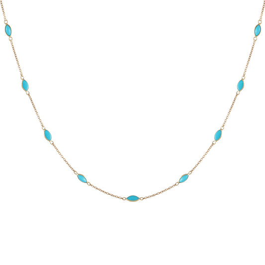 Collar de Oro 9K con Turquesa Bella Durmiente