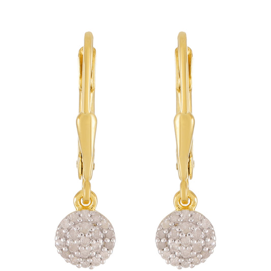 Pendientes de Plata Bañada en Oro con Diamante blanco