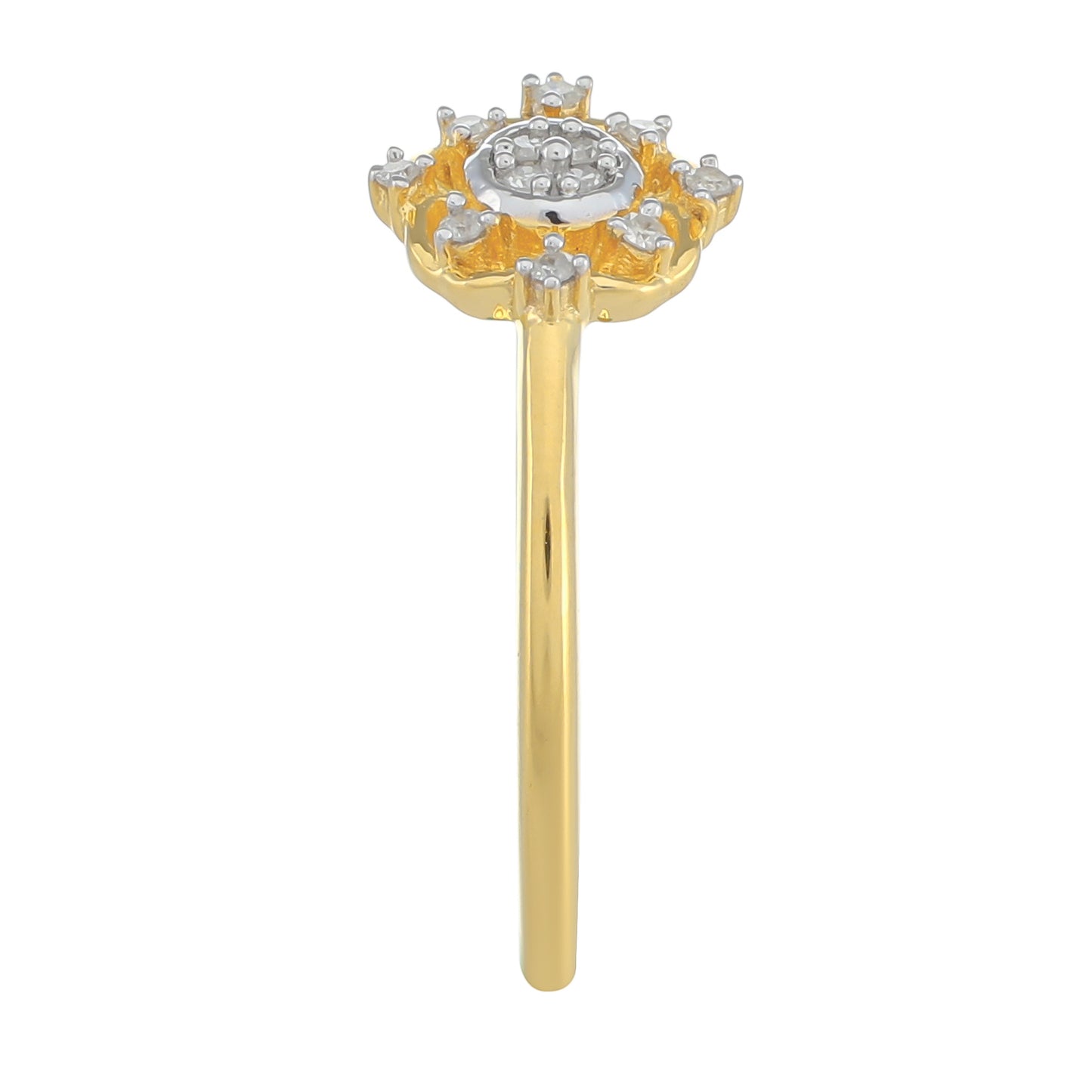 Anillo de Plata Bañada en Oro con Diamante blanco