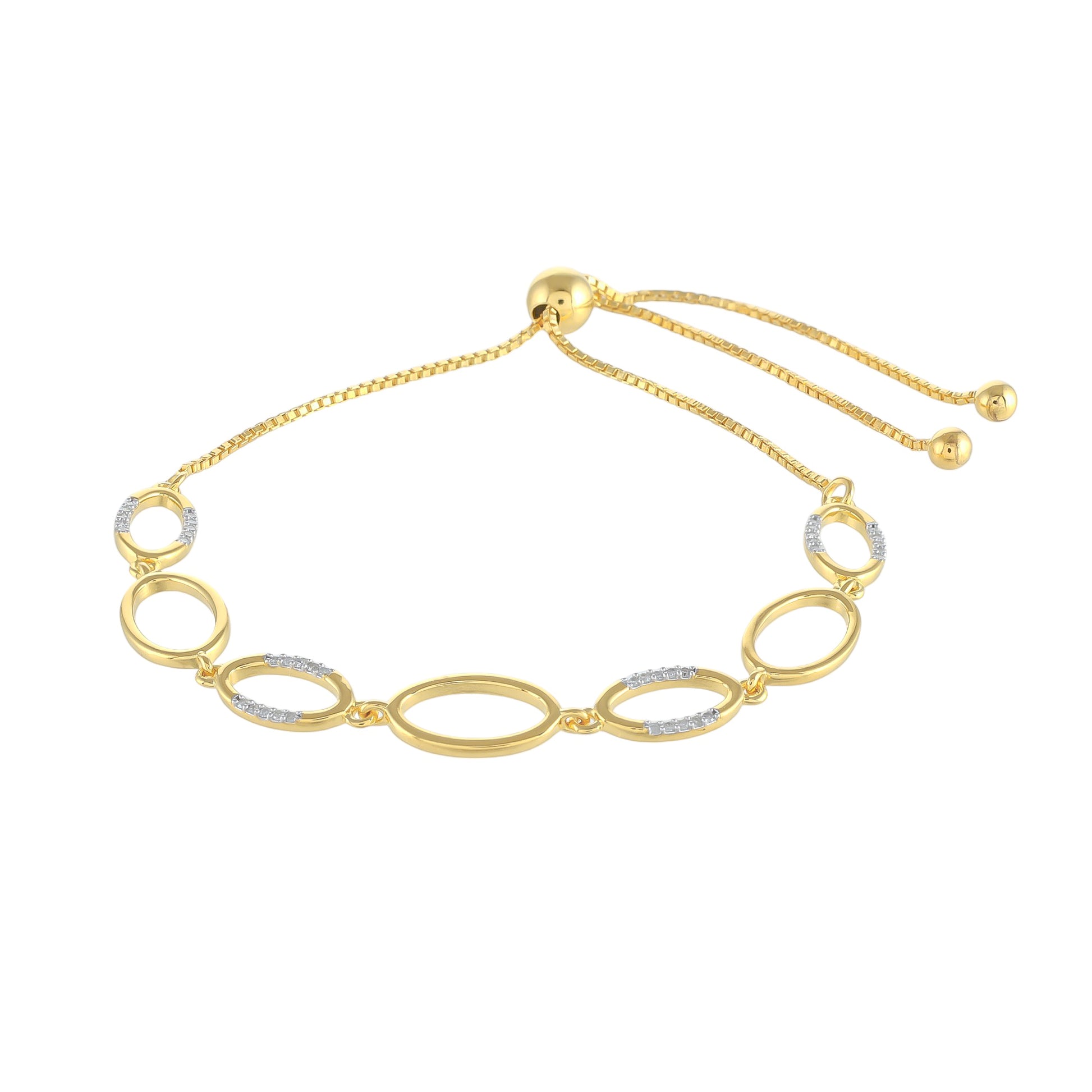 Pulsera de Plata Bañada en Oro con Diamante blanco 2 