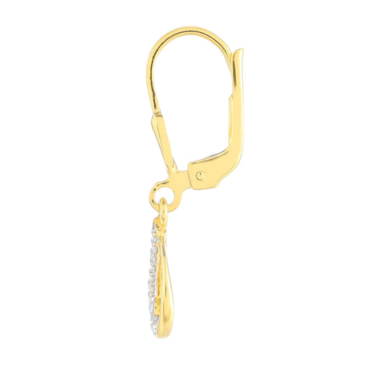 Pendientes de Plata Bañada en Oro con Diamante blanco