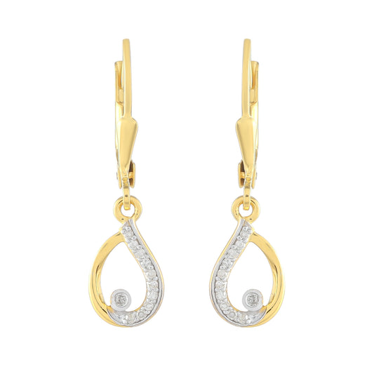 Pendientes de Plata Bañada en Oro con Diamante blanco