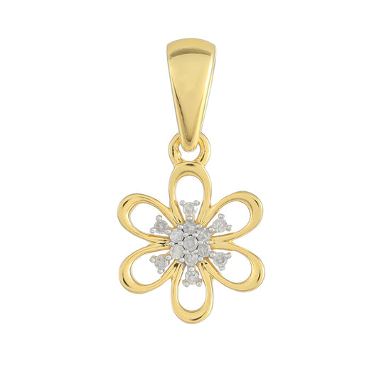 Colgante de Plata Bañada en Oro con Diamante blanco