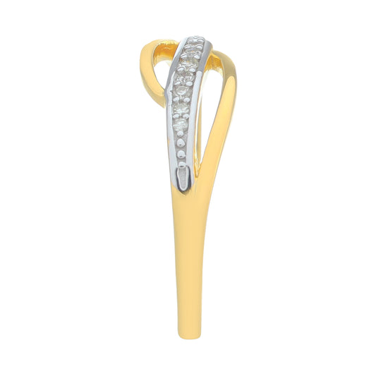 Anillo de Plata Bañada en Oro con Diamante blanco