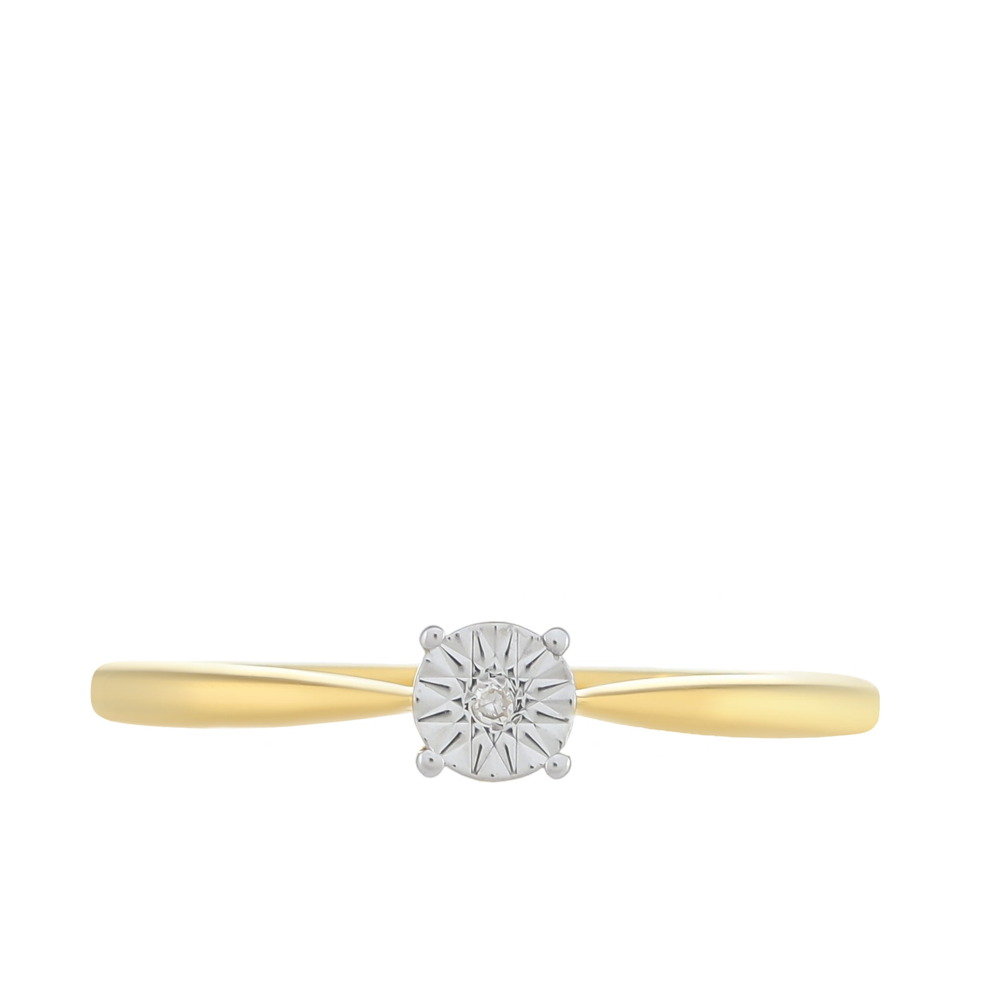 Anillo de Plata Bañada en Oro con Diamante blanco 1 