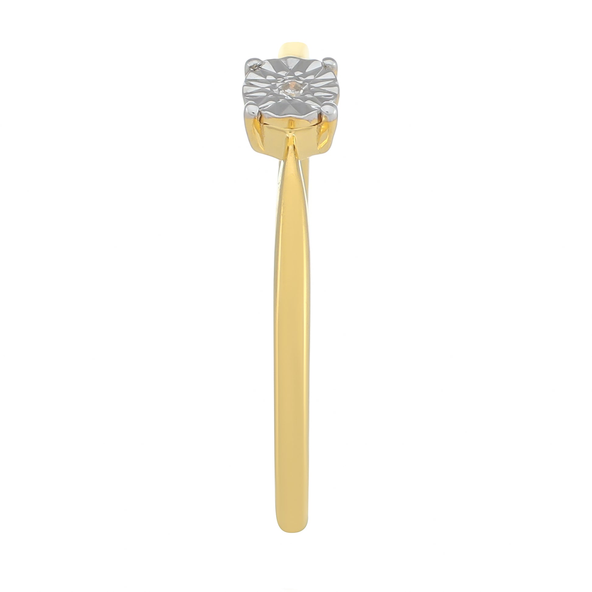 Anillo de Plata Bañada en Oro con Diamante blanco 3 