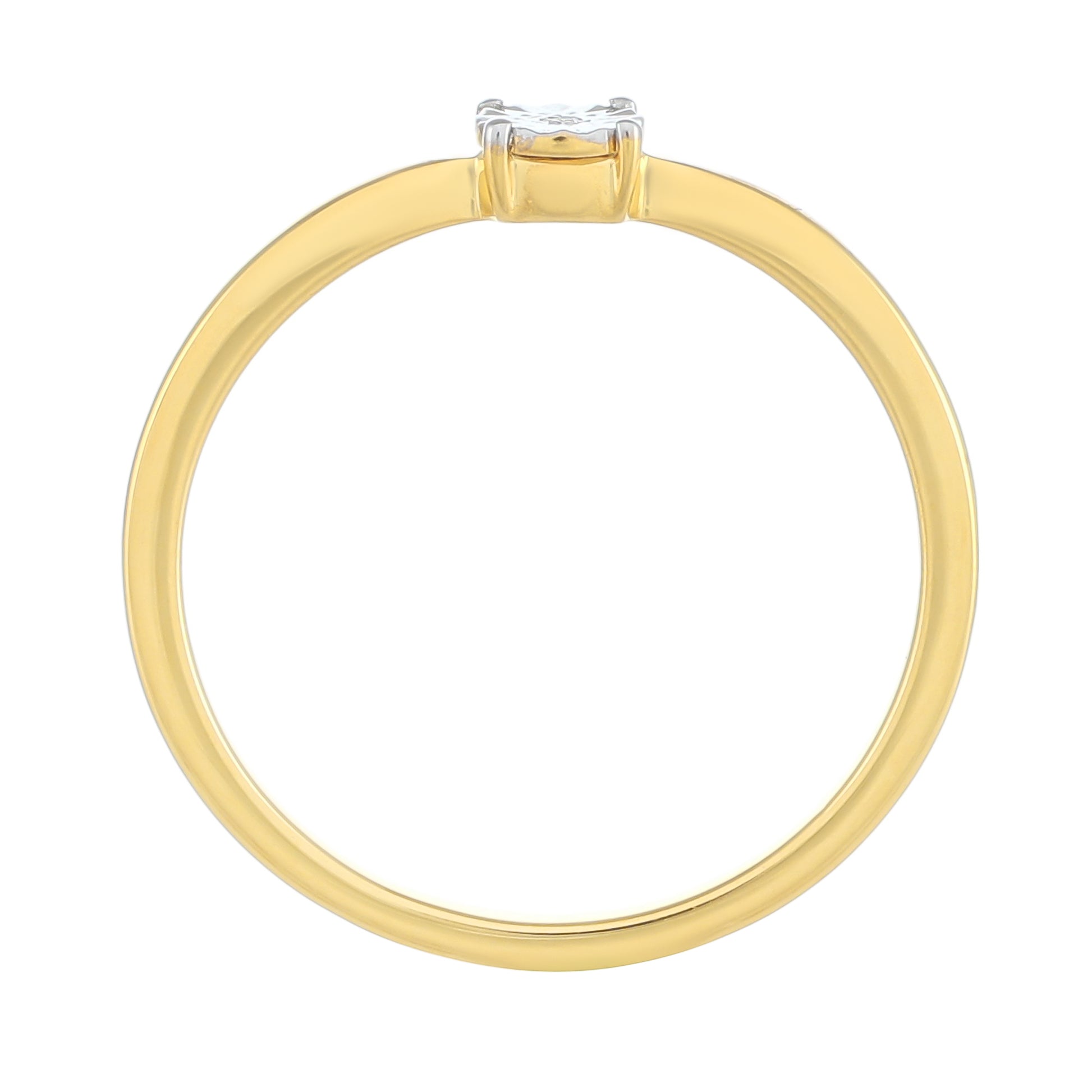 Anillo de Plata Bañada en Oro con Diamante blanco 4 