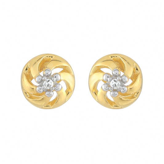 Pendientes de Plata Bañada en Oro con Diamante blanco