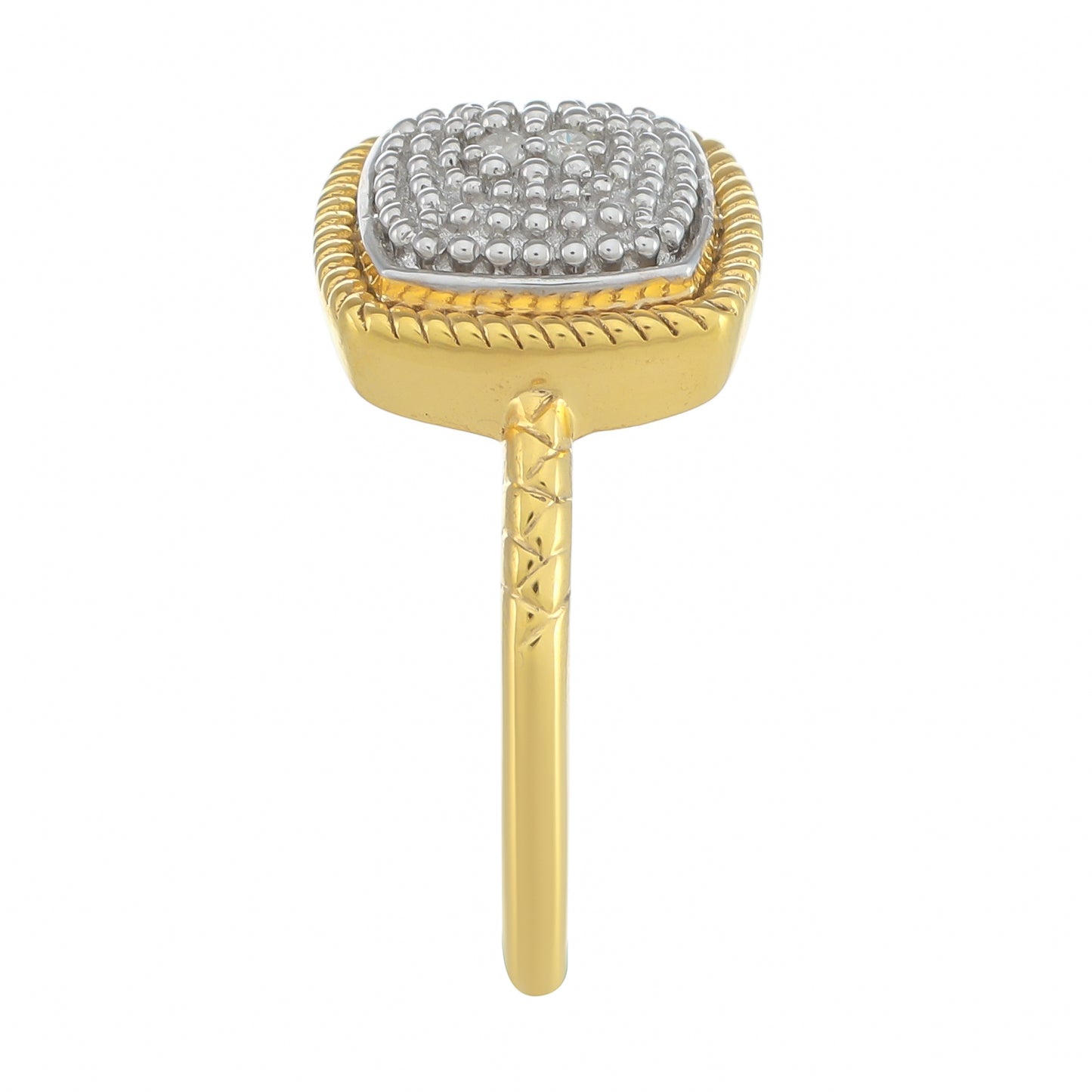 Anillo de Plata Bañada en Oro con Diamante blanco
