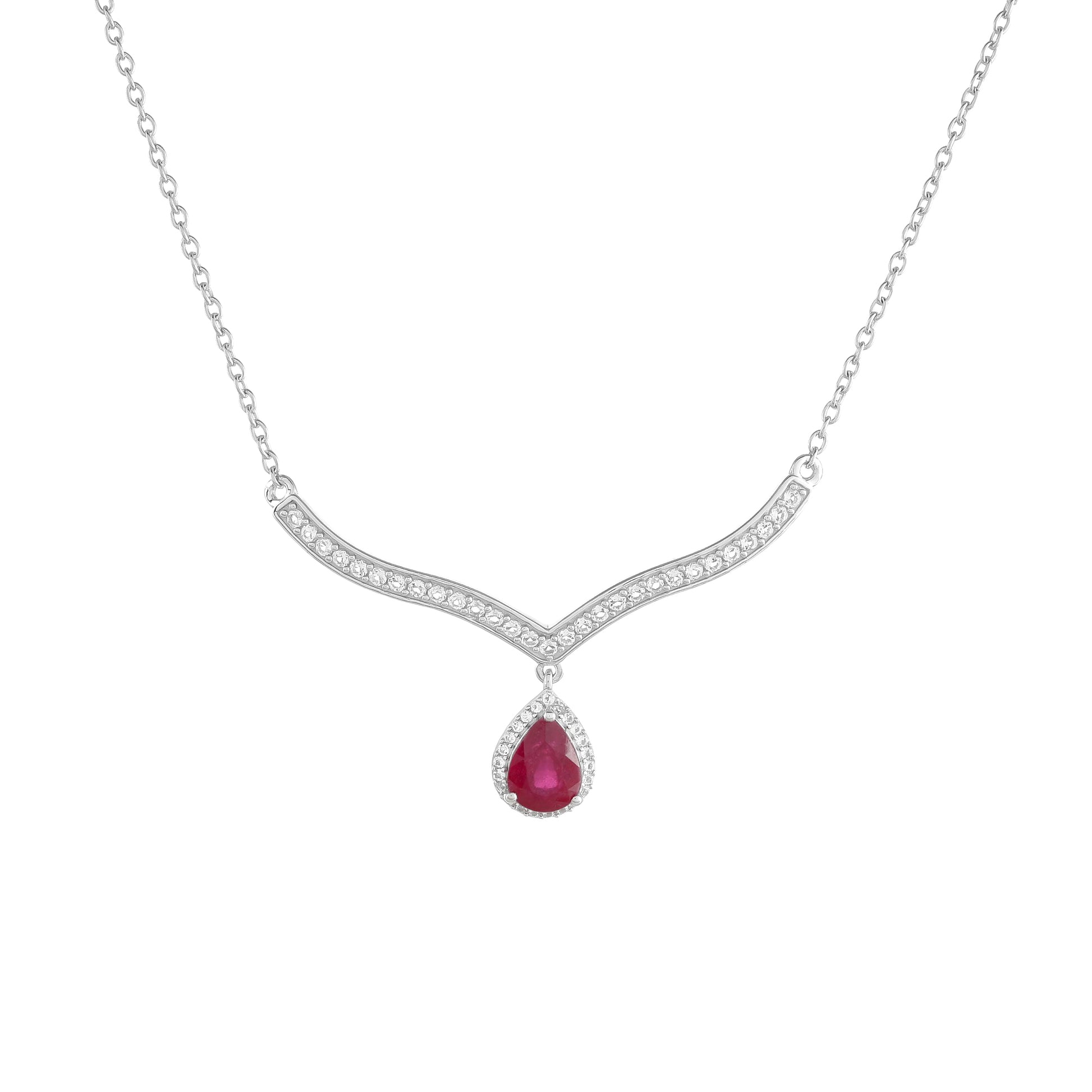 Collar de Plata con Rubí de Tailandia y Topacio Blanco 1 
