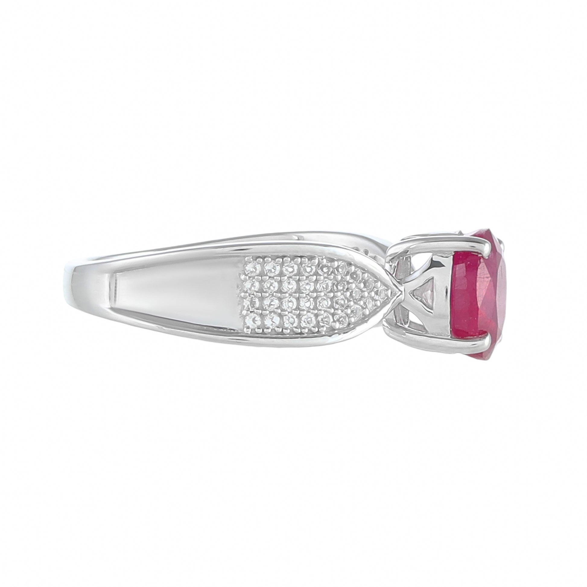 Anillo de Plata con Rubí de Tailandia y Topacio Blanco 2 
