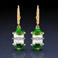 Pendientes de Plata Bañada en Oro con Ónix Verde y Diamante blanco