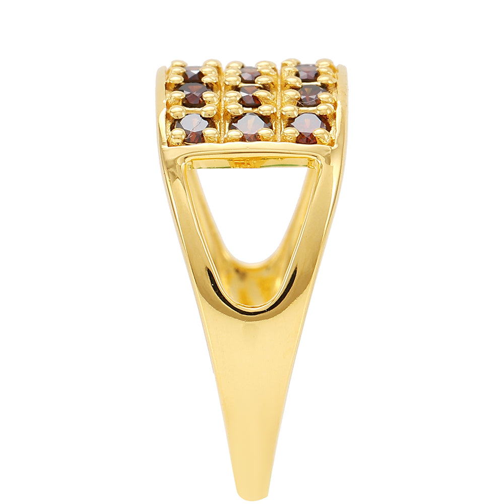 Anillo de Plata Bañada en Oro con Diamante Rojo 3 