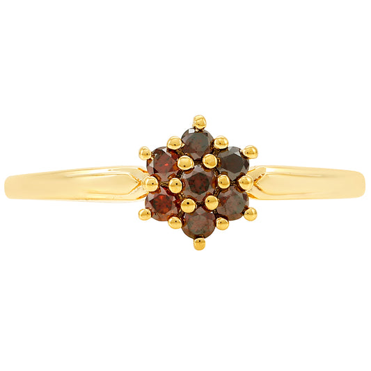 Anillo de Plata Bañada en Oro con Diamante Rojo