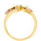 Anillo de Plata Bañada en Oro con Turmalina Arco Iris Pelmadulla y Topacio Blanco