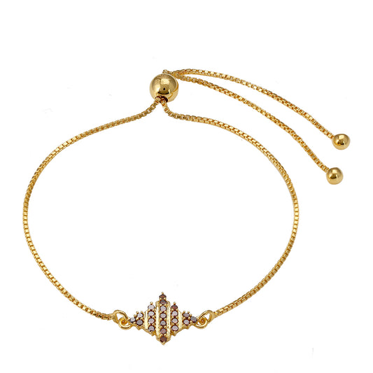 Pulsera de Plata Bañada en Oro con Diamante Rojo