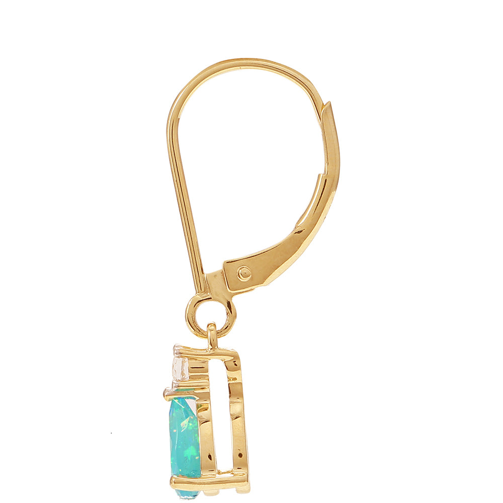 Pendientes de Oro 9K con Ópalo Azul Paraiba de Etiopía y Topacio Blanco 2 