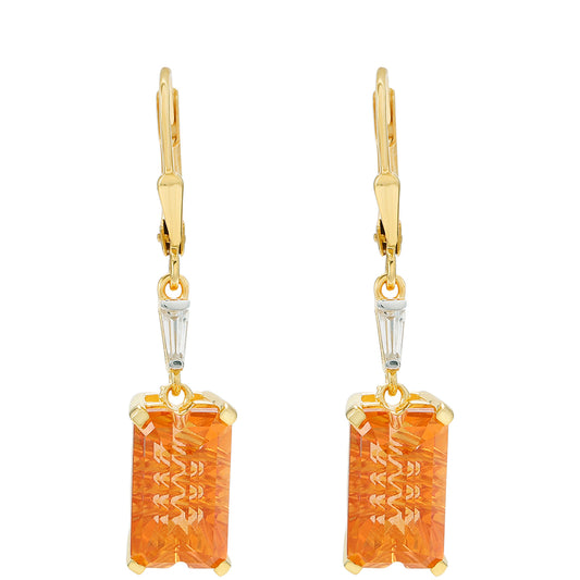 Pendientes de Plata Bañada en Oro con Cuarzo Padparadscha y Zircón natural
