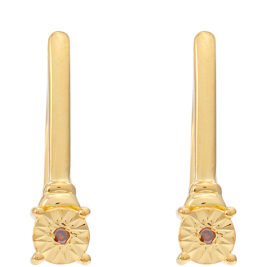 Conjunto de Plata Bañada en Oro con Diamante Rojo ( Pendientes +Anillo )