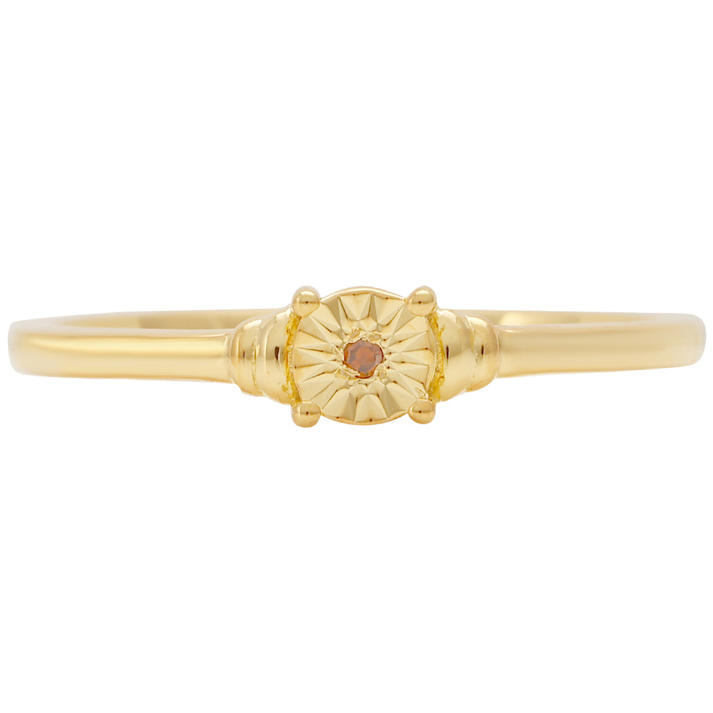 Conjunto de Plata Bañada en Oro con Diamante Rojo ( Pendientes +Anillo )