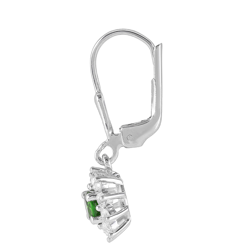 Pendientes de Plata con Diópsido de Cromo y Topacio Blanco 2 