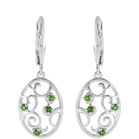 Pendientes de Plata con Diópsido de Cromo