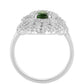 Anillo de Plata con Diópsido de Cromo y Topacio Blanco