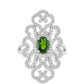 Anillo de Plata con Diópsido de Cromo y Topacio Blanco