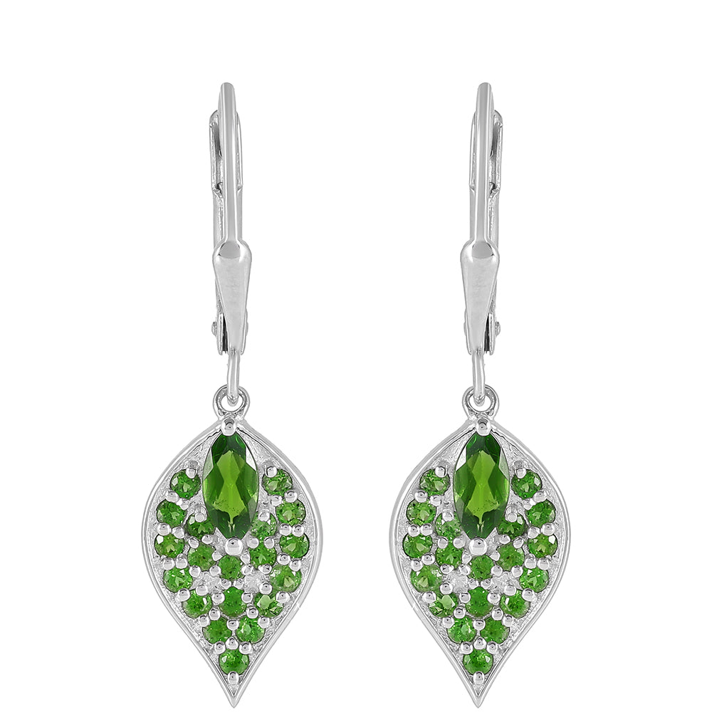 Pendientes de Plata con Diópsido de Cromo