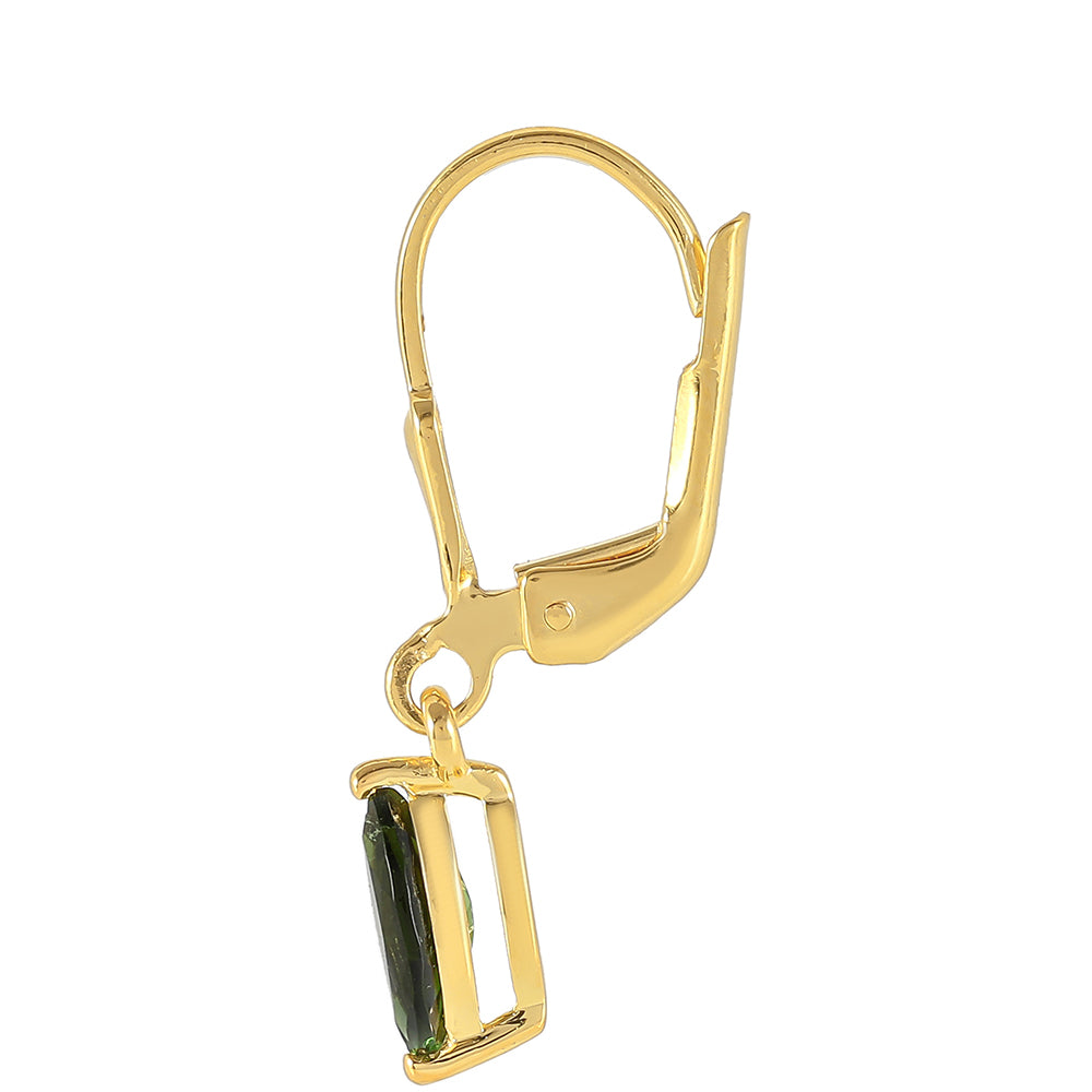 Pendientes de Plata Bañada en Oro con Turmalina Verde 2 