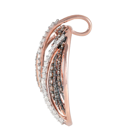 Colgante de Plata Bañada en Oro Rosa con Diamante Champagne y Diamante blanco