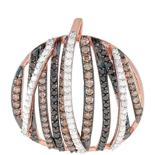 Colgante de Plata Bañada en Oro Rosa con Diamante Champagne y Diamante blanco