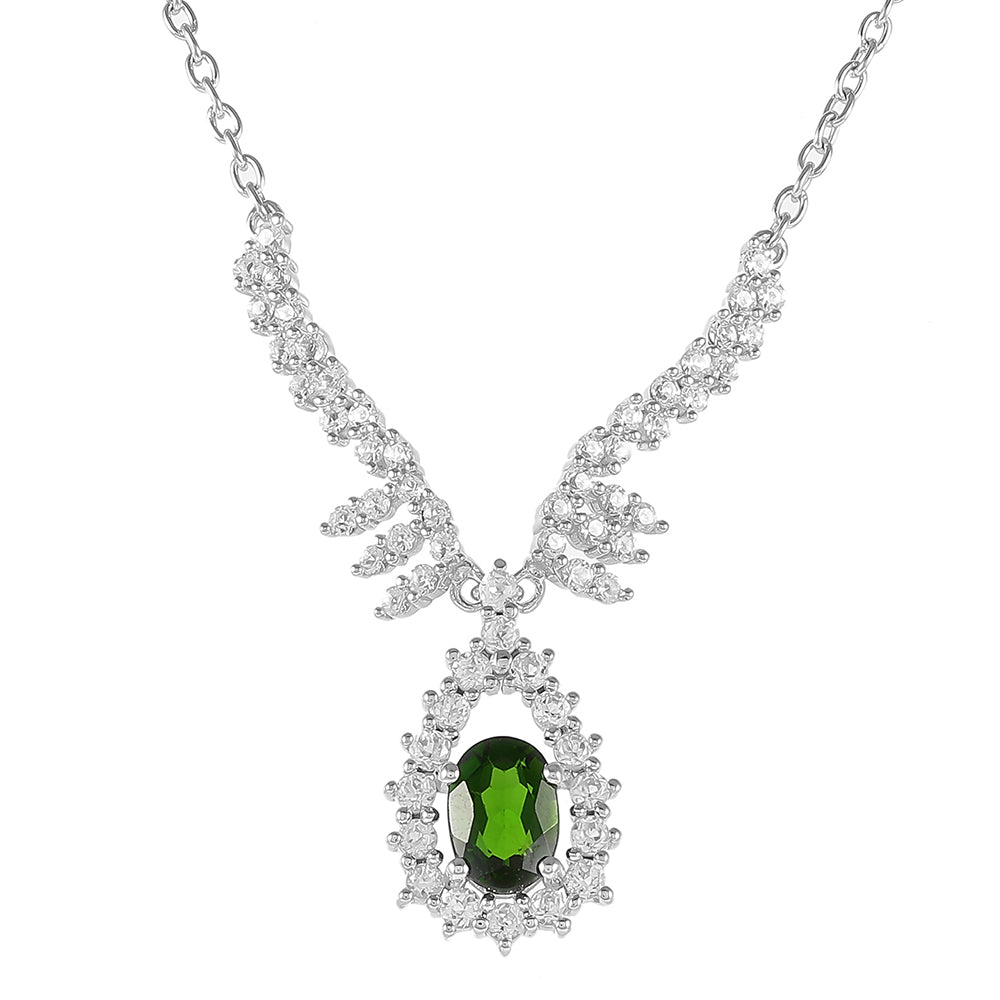 Collar de Plata con Diópsido de Cromo y Topacio Blanco