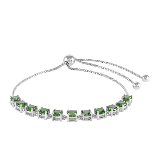 Pulsera de Plata con Diópsido de Cromo