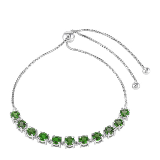 Pulsera de Plata con Diópsido de Cromo
