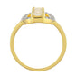 Anillo de Plata Bañada en Oro con Piedra Lunar Arco Iris y Topacio Blanco