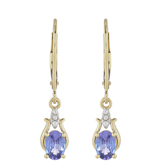 Pendientes de Oro 9K con Tanzanita AAA y Zircón natural