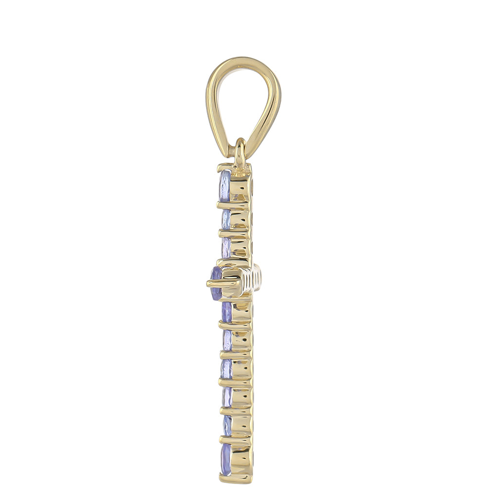 Cruz Colgante de Oro 9K con Tanzanita AAA 2 